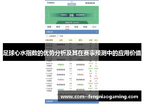 足球心水指数的优势分析及其在赛事预测中的应用价值 足球心水指数的优势分析及其在赛事预测中的应用价值